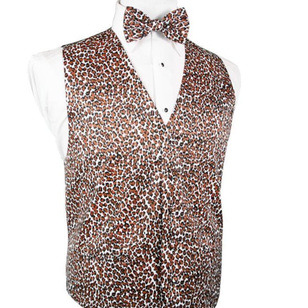 Leopard Tuxedo Vest and Bow Tie